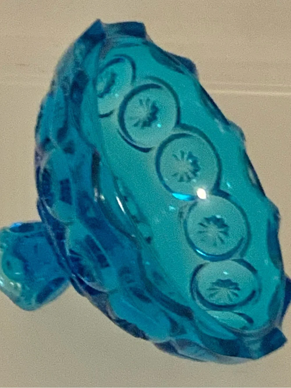 Vintage Blue Moon and Star Glass Candy Dish with Lid
